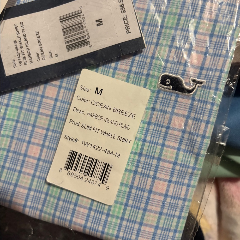 Vineyard Vines Slim Fit Whale Button Down Shirt Medium NWT OCEAN BREEZE - Picture 3 of 3